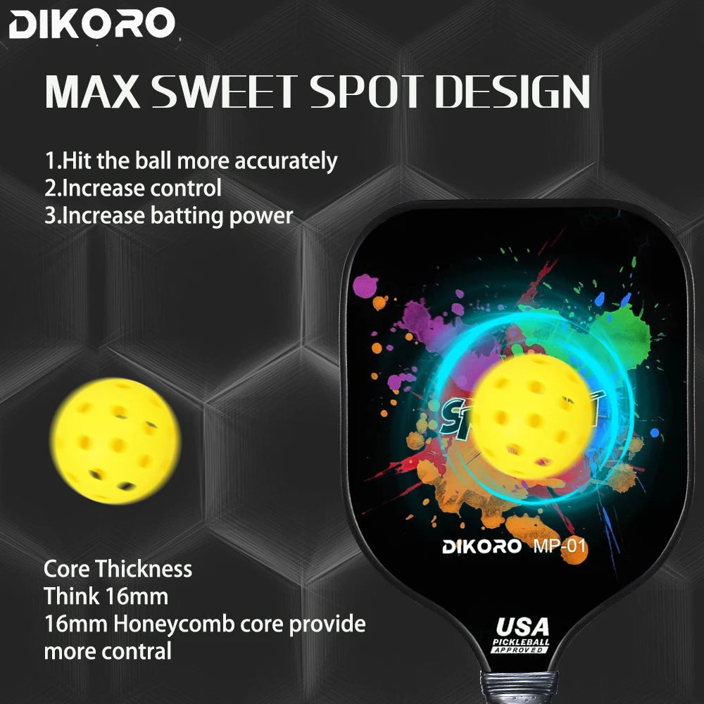 Graphite Textured Pickleball Paddle 4 Balls Set